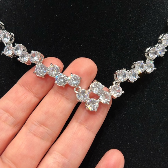 Anthropologie Silver Crystal Necklace cubic zirkonia - Picture 3 of 6
